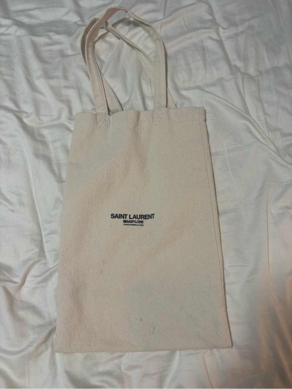 Saint Laurent Natural Canvas Tote with Logo Tag
